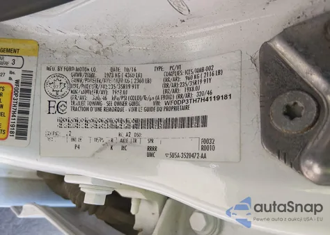 2017 Ford Focus Rs z USA, uszkodzony, nr VIN WF0DP3TH7H4119181